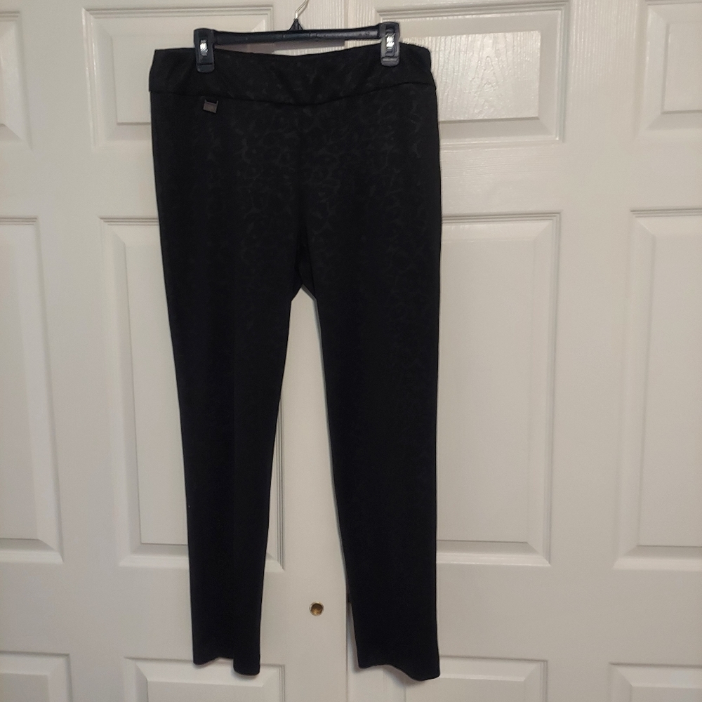 Lisette L Montreal Black Patterned Ankle Pants Trouser Stretch